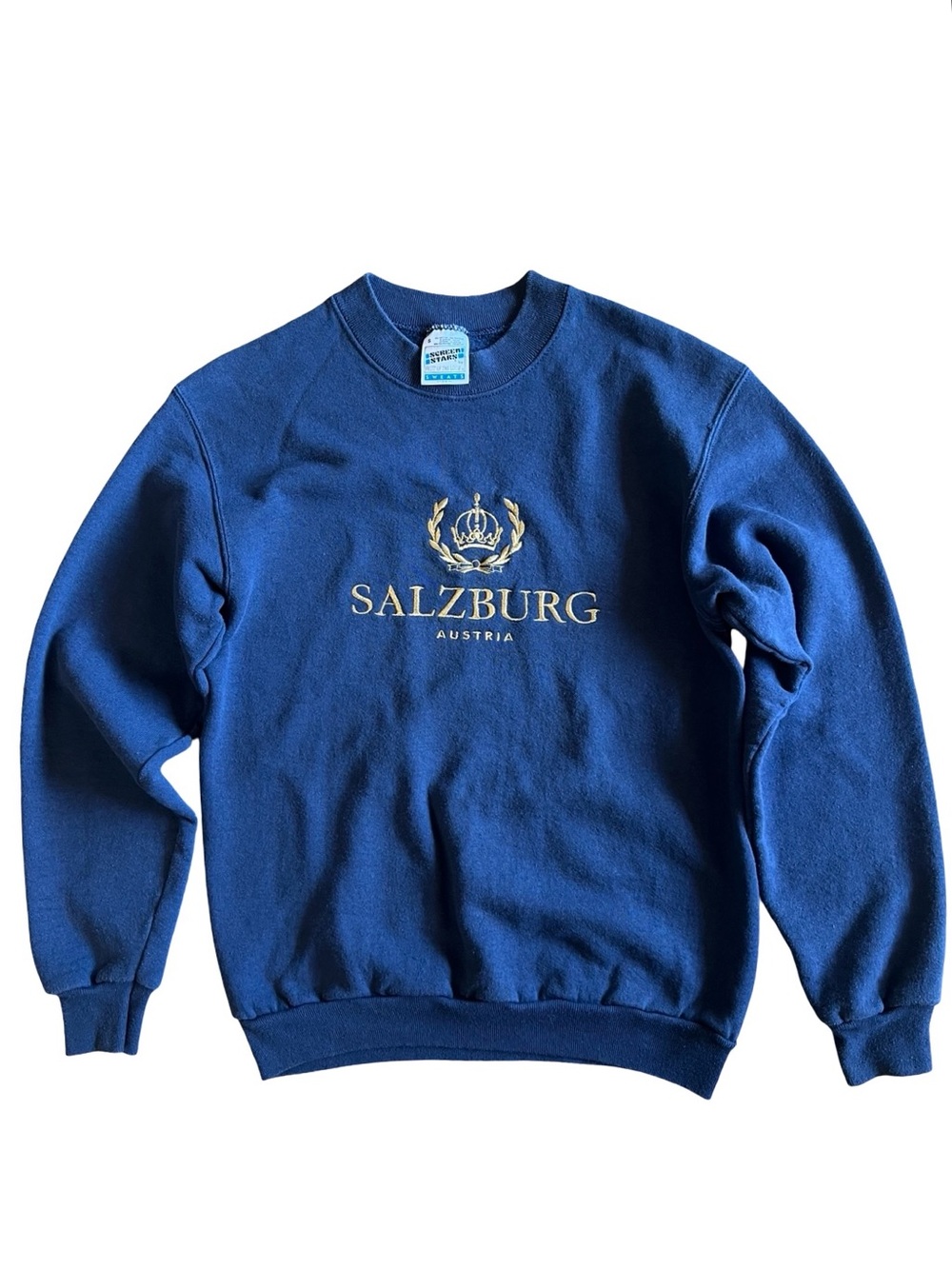 VTG SCREEN STARS Salzburg Austria Navy Blue Embroidered Crewneck Sweatshirt Sz S